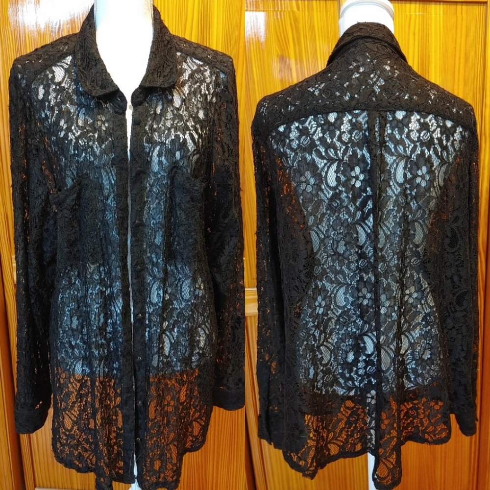 Torrid 4 Black Lace Big Shirt